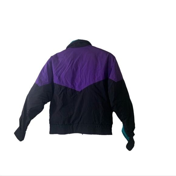 Eddie Bauer Small Black, Purple and Green Vintage 90s Goose Down Coat - Picture 4 of 4